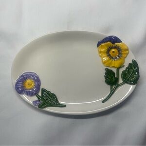 Vintage Avon Hand Painted Yellow Purple & Lavender Ceramic Soap or Vanity Dish